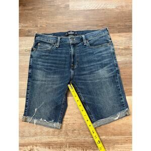Hollister men’s SUPER SKINNY DENIM SHORT EPIC FLEX raw hem sz 33